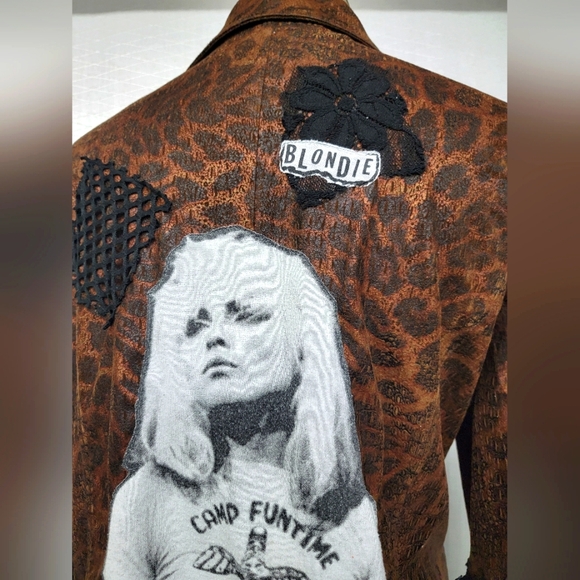 Rock Couture Blondie Leopard & Lace Jacket Upcycled Retro Band Merch - Picture 5 of 16